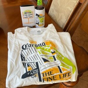 Corona Beer Bundle - 2XL T Shirt and 2 Bottle Koozies Fans of the Fine Life NWT